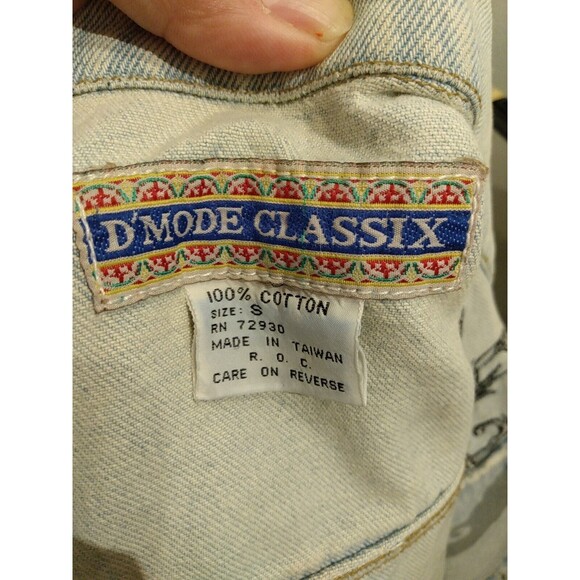 D mode Women‎ Vintage Denim Embroidered Floral Cropped Jacket Size S - Picture 3 of 9